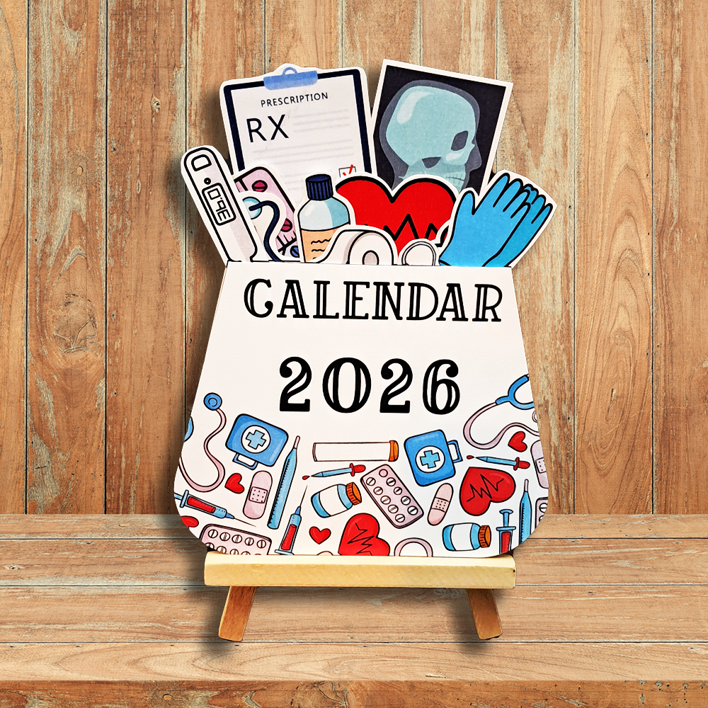 Medical Theme New Year Desk Calendar 2025 – Colourful, Cheerful & Customisable for Doctors, Clinics & Pharma Brands