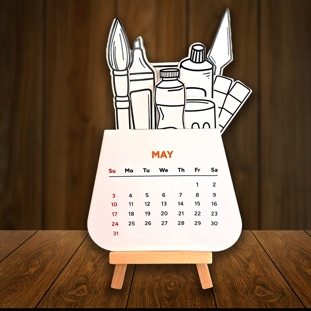 DIY Paint-It-Yourself New Year Desk Calendar – Creative Art Theme with Custom Branding