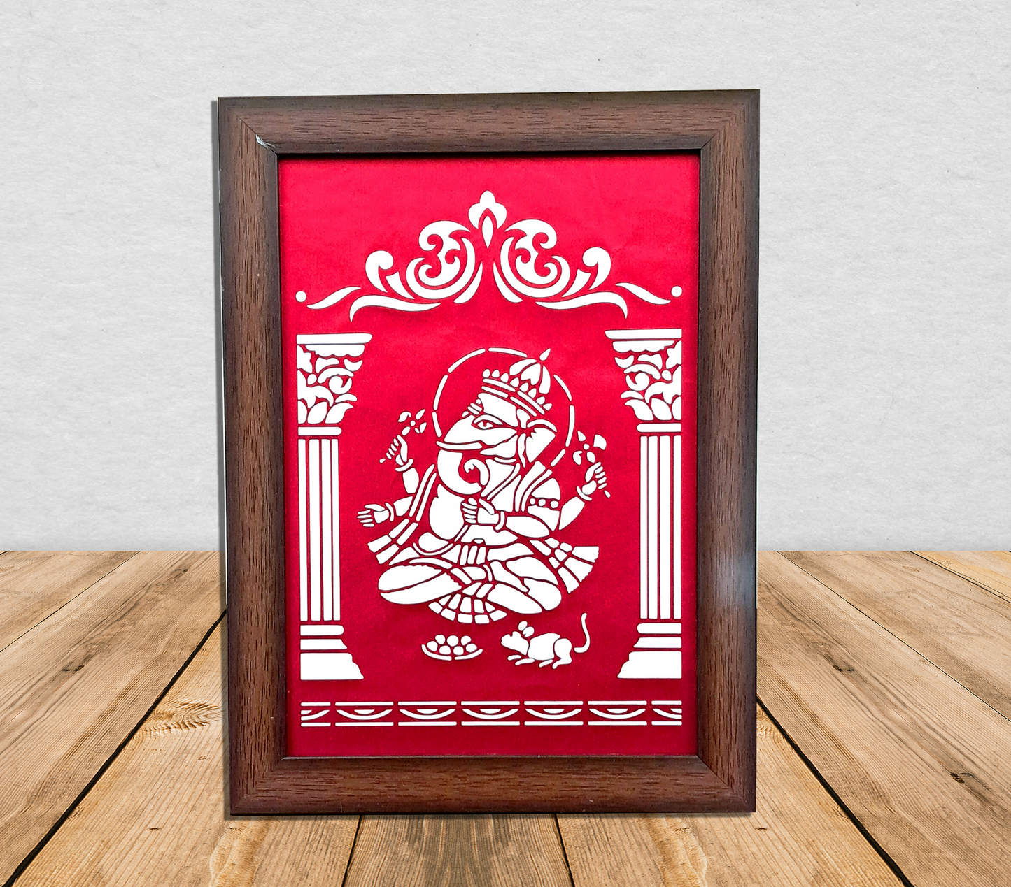 Sanjhi Art Ganesha Wall Décor – A4 Frame for Home & Gifting