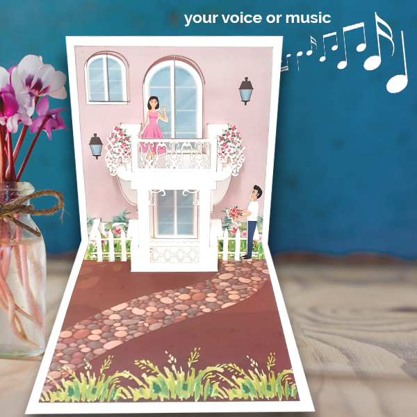 Personalized Musical Love Card – Balcony Proposal Valentine Greeting – for Him or Her