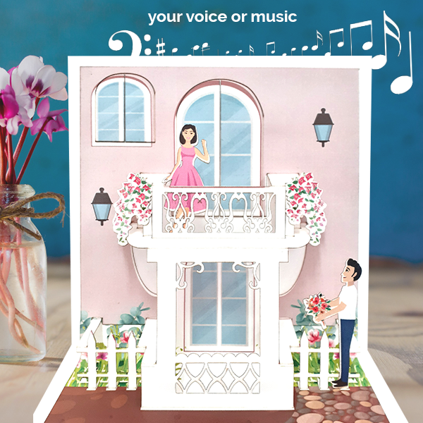 Personalized Musical Love Card – Balcony Proposal Valentine Greeting – for Him or Her