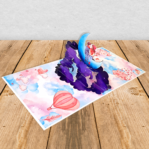 3D Pop-Up Love Greeting Card – Couple on Cloud 9 Romantic Gift for Husband, Wife, Boyfriend, Girlfriend in India