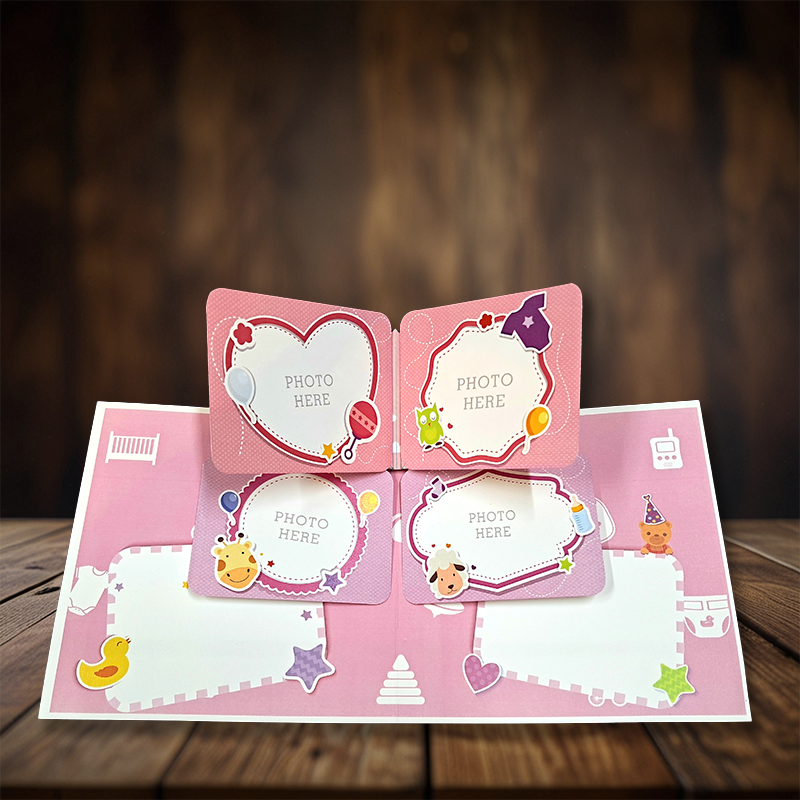 Baby Girl Birth Announcement Card – Photo Collage Pop Up for Naming Ceremony | India