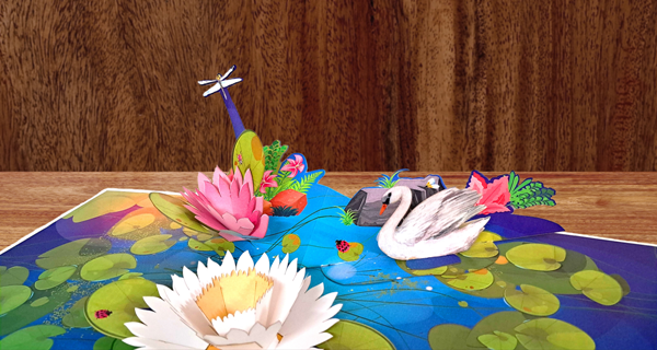 3D Lotus Pond Pop-Up Card – Elegant Corporate Gifting Idea