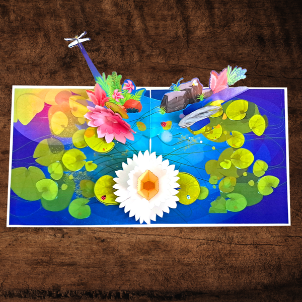3D Lotus Pond Pop-Up Card – Elegant Corporate Gifting Idea