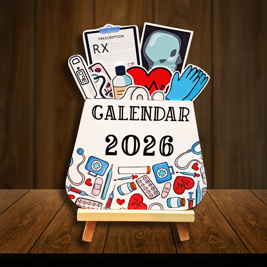 Medical Theme New Year Desk Calendar 2025 – Colourful, Cheerful & Customisable for Doctors, Clinics & Pharma Brands