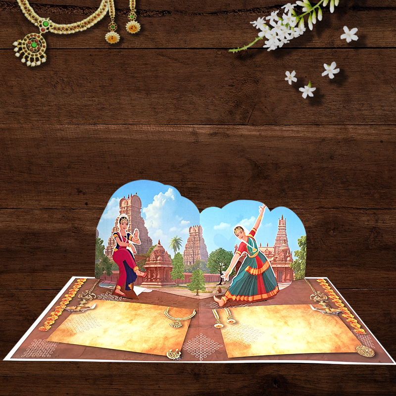 Bharatnatyam Arangetram Popup Greeting Card for Birthday Ceremony Invitation