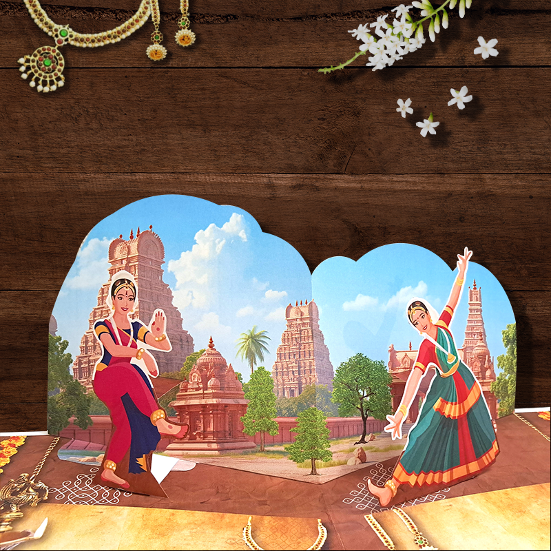 Bharatnatyam Arangetram Popup Greeting Card for Birthday Ceremony Invitation