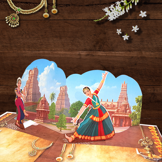 Bharatnatyam Arangetram Popup Greeting Card for Birthday Ceremony Invitation