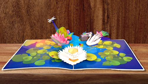 3D Lotus Pond Pop-Up Card – Elegant Corporate Gifting Idea