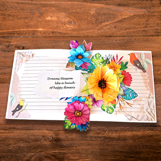Cheerful 3D Floral Pop-Up Greeting Card – Personalized Premium Gift for All Occasions