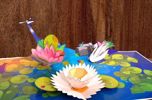3D Lotus Pond Pop-Up Card – Elegant Corporate Gifting Idea