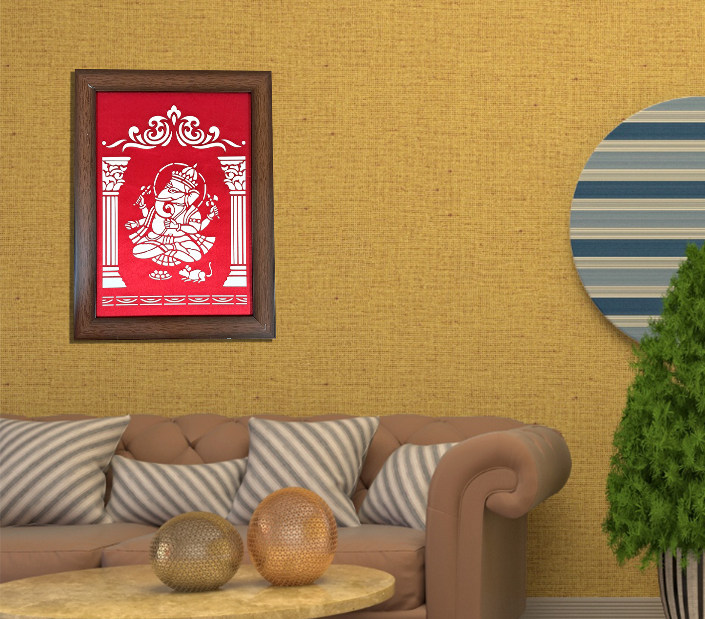 Sanjhi Art Ganesha Wall Décor – A4 Frame for Home & Gifting