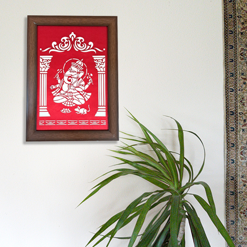 Sanjhi Art Ganesha Wall Décor – A4 Frame for Home & Gifting